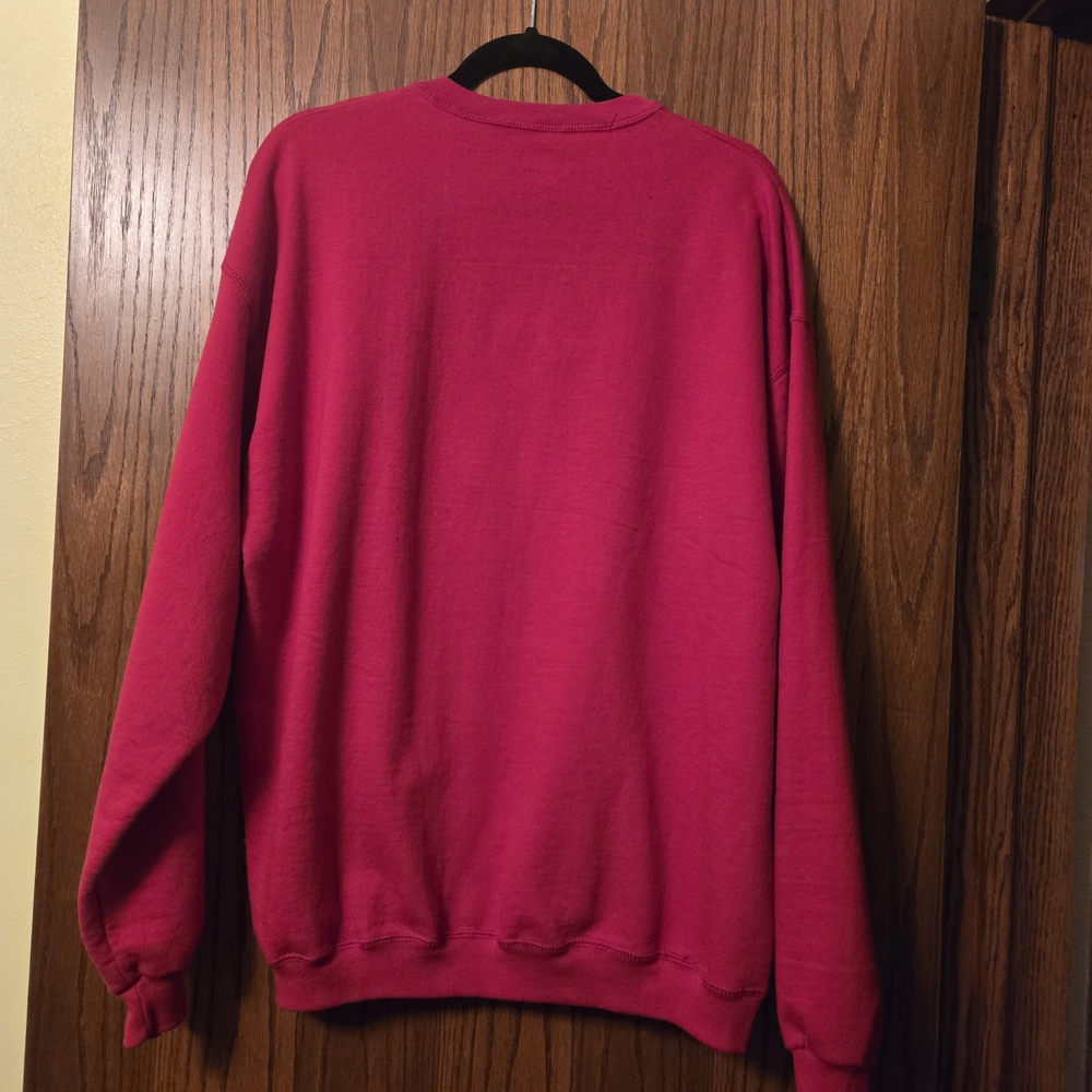 Jerzees Red Sweatshirt with Santa Face Crosstitch - Picture 2 of 4